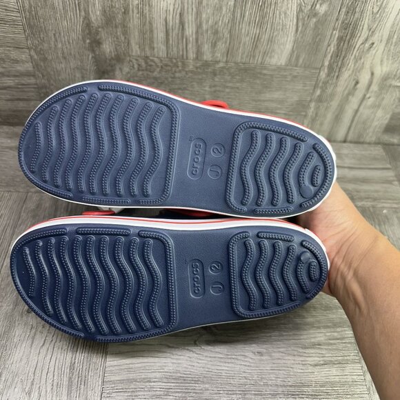 CROCS Band Cruiser Kids size 2 Blue Red Double Strap Sandals - Picture 7 of 8